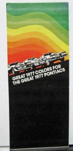 1977 Pontiac Dealer Color Paint Chips Folder Full Line Firebird Grand Prix Astre