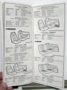 1978 Pontiac Dealer Colors & Interiors Brochure Selector Paint Chips Full Line