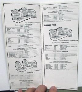 1978 Pontiac Dealer Colors & Interiors Brochure Selector Paint Chips Full Line