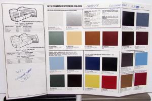 1978 Pontiac Dealer Colors & Interiors Brochure Selector Paint Chips Full Line