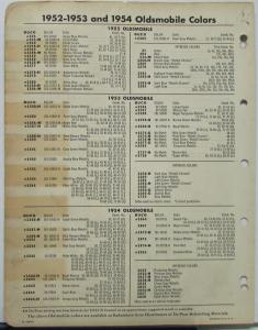 1955 Oldsmobile Dupont Color Paint Chips & Combinations Original Bulletin 22