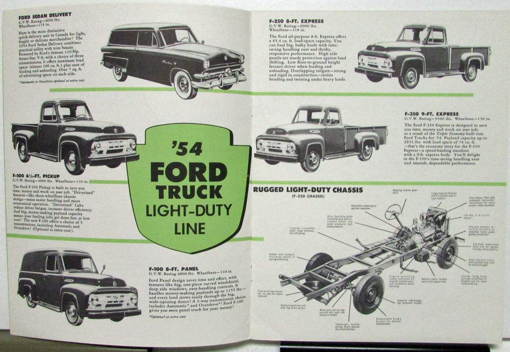 1954 Ford Truck Canadian Sales Brochure Pickup F100 250 350