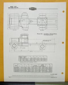 1954 1955 Autocar Truck Model C 84 T Specification Sheet