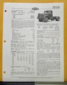 1958 Autocar Truck Model DC 65 T Specification Sheet