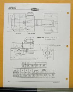 1958 Autocar Truck Model DC 65 T Specification Sheet