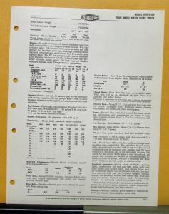 1958 Autocar Truck Model DC87D OH Specification Sheet