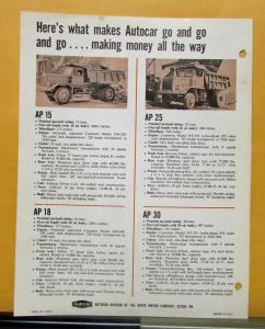 1963 Autocar Truck Model AP 15 18 25 30 Sales Brochure & Specifications