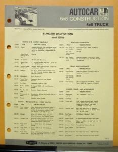 1975 Autocar Truck Model DC9966 Specification Sheet