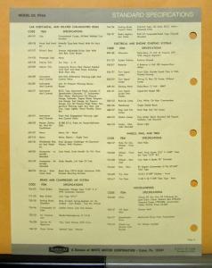 1975 Autocar Truck Model DC9966 Specification Sheet