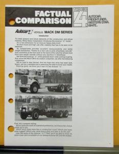 1976 Autocar Truck Model U Comparison to Mack DM Sales Brochure