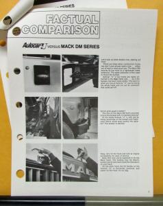 1976 Autocar Truck Model U Comparison to Mack DM Sales Brochure