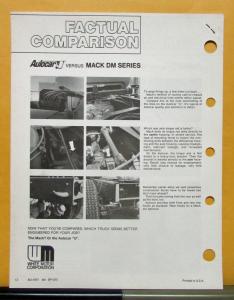 1976 Autocar Truck Model U Comparison to Mack DM Sales Brochure