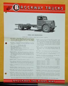 1956 Brockway Trucks Model 146WX Specification Sheet
