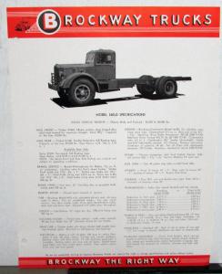 1957 Brockway Trucks Model 260LD Specification Sheet