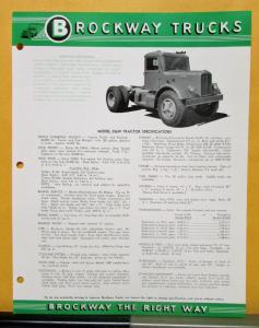 1957 Brockway Trucks Model 256W Tractor Specification Sheet