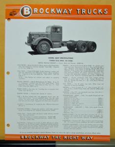 1957 Brockway Trucks Model 260SF Specification Sheet