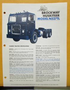 1972 Brockway Truck Model N527TL Tandem Tractor Specification Sheet