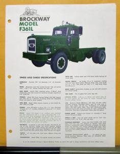 1972 1973 Brockway Truck Model F361L Single Axle Cargo Specification Sheet