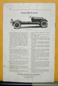 1922 Cadillac Professional Cars Type 61 Chassis Sales Brochure & Specifications