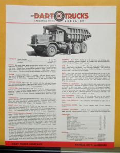 1958 Dart Truck Model 50T Specification Sheet