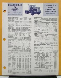 1967 Diamond REO Truck Model C 11464D & DL Specification Sheet