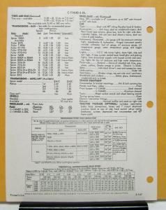 1967 Diamond REO Truck Model C 11464D & DL Specification Sheet