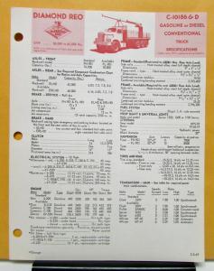 1969 Diamond REO Truck Model C 10186 & D Specifications Brochure