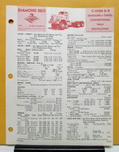 1969 Diamond REO Truck Model C 10166 & D Specifications Brochure