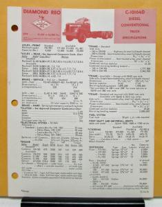 1971 Diamond REO Truck Model C 10164D Specifications Brochure