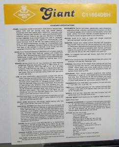 1981 Diamond REO Truck Model C11664DBH Specification Sheet