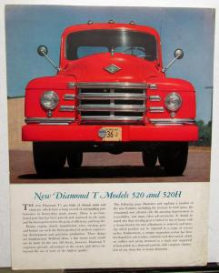 1950 Diamond T Truck Model 520 520H Sales Brochure & Specifications