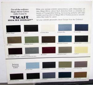 1969 Oldsmobile Color Paint Chips & Interior Colors List Sales Folder Original