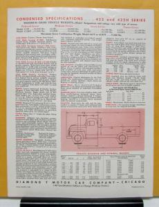 1950 Diamond T Truck Model 422 422H Sales Brochure & Specifications