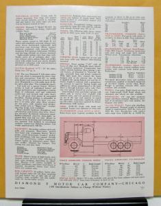 1950 Diamond T Truck Model 730 730H Specification Sheet