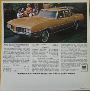 1970 Oldsmobile Vista Cruiser Wagon Color Sales Folder Original