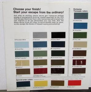 1970 Oldsmobile Color Paint Chips & Exclusive Toronado Colors Sales Folder Orig