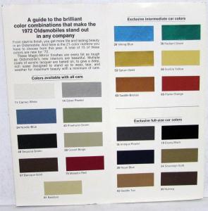 1972 Oldsmobile Paint Chips Sales Folder Original