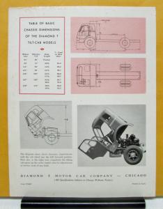 1953 Diamond T Truck Model 422C 622C Tilt Cab Sales Brochure and Specifications