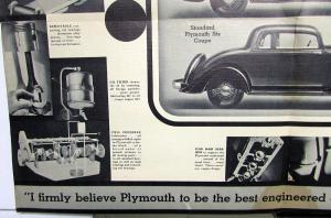 1934 Plymouth Dealer Sales Brochure Folder Standard Six 2 Door Sedan Coupe Rare