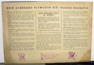 1934 Plymouth Dealer Sales Brochure Folder Standard Six 2 Door Sedan Coupe Rare