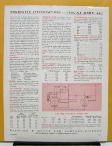 1955 Diamond T Truck Model 622 Tractor Specification Sheet