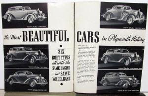 1935 Plymouth Dealer Sales Brochure 6 Body Types First High Speed Safety Car