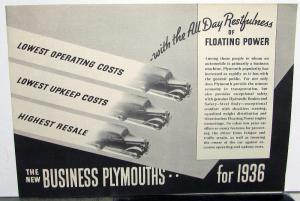 1936 Plymouth Dealer Sales Brochure Folder New Business Models Floating Power