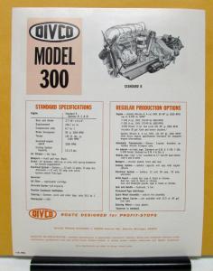 1964 DIVCO Truck Model 300 Snub Nose Sales Brochure & Specifications