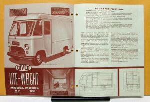 1959 DIVCO Truck Model 58 57 Sales Brochure & Specifications