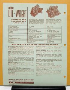 1959 DIVCO Truck Model 58 57 Sales Brochure & Specifications