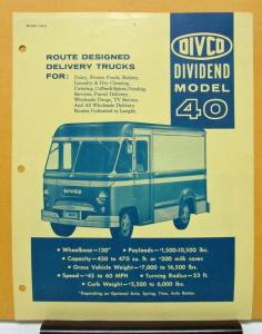 1961 DIVCO Truck Model 40 Sales Brochure & Specifications