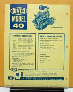 1961 DIVCO Truck Model 40 Sales Brochure & Specifications