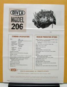 1967 DIVCO Truck Model 206 Sales Brochure & Specifications