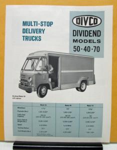 1969 DIVCO Truck Model 50 40 70 Multi Stop Sales Brochure & Specifications